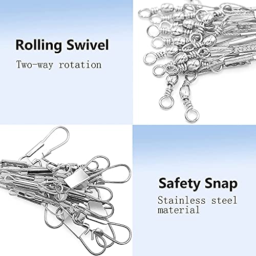 YOTO Fishing Tackle Leaders,Hi-Low Rig,Double Arms Saltwater Stainless Steel Leader with Swivels,High-Strength Fish Wire Gear Equipment, Fishing Gift - color: A1-17.7" 70lb-12pcs