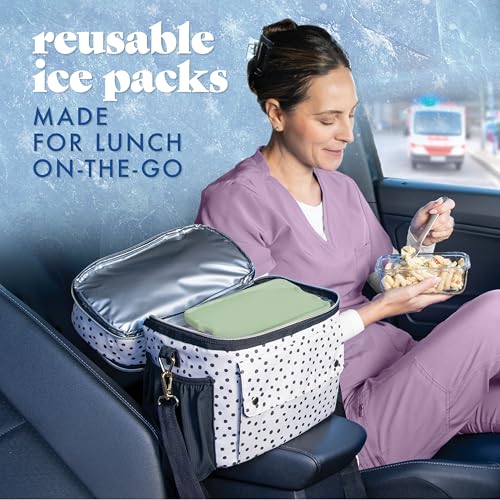 Cool Coolers by Fit & Fresh 4 Pack XL Slim Ice Packs, Quick Freeze Space Saving Reusable Ice Packs for Lunch Boxes or Coolers - color: Sage (4 Pack)