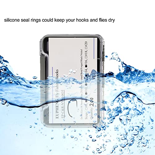 EUPHENG Barbless Fly Fishing Hooks Dry Nymph Wet Shrimp Jig Hooks for Fly Tying Assorted with Waterproof Hook Box - style: 9251-shrimp & Pupa Fly Hooks Qty 200