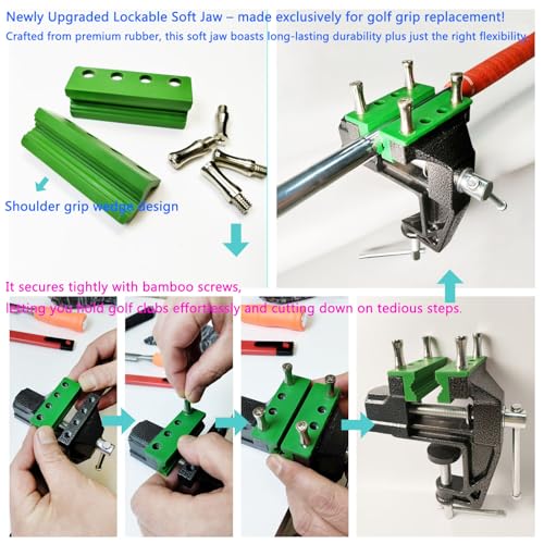 Golf Club Regripping Kit, Optional Professional or Basic Golf Grip Replacement Tools, 2-In-1 Bench Vise or Mini Table Vise, Fixed Rubber Clip, Hook Blade, Grip Tape Remover - size: Mini Home Basic Edition