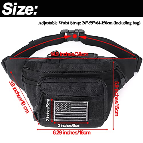 Tactical Fanny Pack, Military Waist Bag Hip Belt Bumbag Utility Bags for Outdoor Hiking Climbing Fishing with U.S Patch(Green) - color: 1 Pack Green