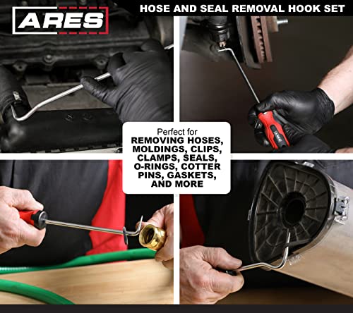 ARES 10038-5-Piece Hose and Seal Removal Set - Includes 90 Degree Seal Pick and Single and Double Offset Hose Removers - Chrome-Plated Steel Shafts - Easily Remove Hoses, Clips, Clamps, and More - size: 5-Piece Hose + Seal Removal Set