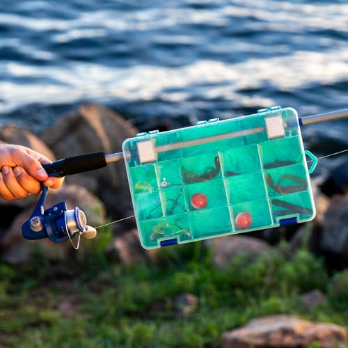 Shakespeare Tacklebox Fishing Tackle Storage, Green Swirl, 4-Pack, Customizable, Dual-Latching System, Built-In Rod Holder, Compact, Lightweight - style: 4pk Green Swirl