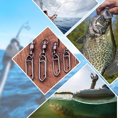Ball Bearing Snap Swivels 25Pcs Fishing Clips Quick Change Connector Stainless Steel Terminal Tackle for Saltwater Freshwater Size 0# 1# 2# 3# 4# 5# - size: 1#_51lbs_25pcs