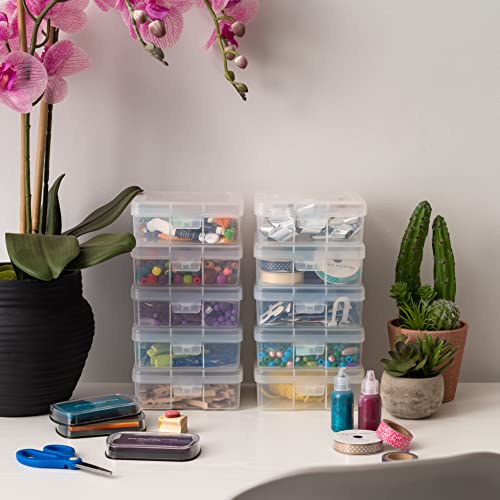 IRIS USA Clear Storage Cases, 18-Pack, |Made in USA|, Plastic Bead Organizing Containers with Snap Lid for Arts, Crafts, Ephemera, Stickers, & Dance Cheer, Clear - Small - size: 18 - Pack, style: Small