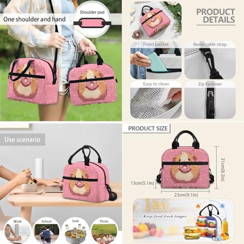Donut Guinea Pigs Backpacks for Girls Kids Preschool Elementary Backpacks with Reusable Lunch Bag Pencil Case Pouch Water Bottle Carrier Bag 4 Pack Set Pink - color: Guinea Pig