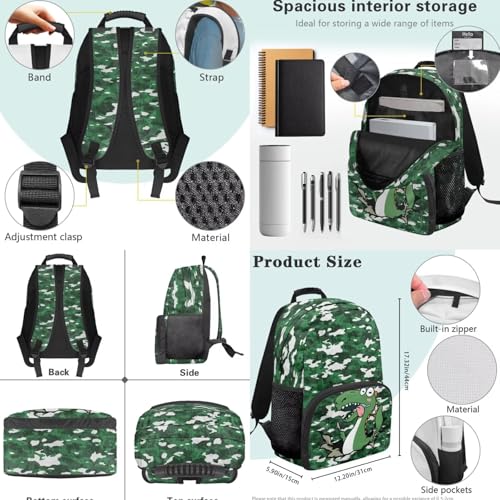Dinosaur Backpack for Kids 5-7 Years Kindergarten Elementary Scgiik Bookbag Satchel Backpack with Insulated Lunch Bag and Pencil Case Water Bottle Holder - color: Dinosaur