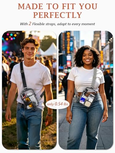 3 Pockets Clear Bag for Stadium Events with 2 Long Straps Sling Backpack Fanny Pack Concert Crossbody Purses for Women - color: 1# Black-b, style: Style 1