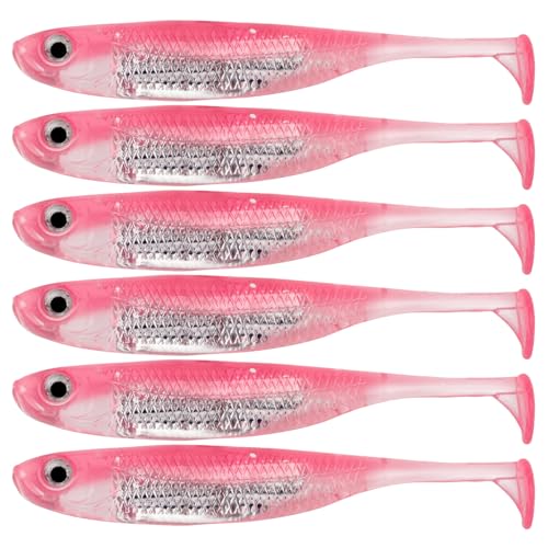 QualyQualy Soft Plastic Swimbait Paddle Tail Shad Lure Soft Bass Shad Bait Minnow Paddle Tail Swim Bait for Bass Trout Walleye Crappie - 2.75in, 3.14in, 3.94in, 5in - color: 6#, size: 2.75in - 6Pcs