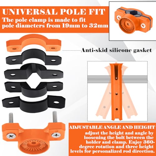 Seenelling Fishing Rod Holder for Bike Rack Pole Mount Rotatable Fishing Chair Pole Holders with Clamp for Boat Bicycle Motorcycle Kayak Cart - color: Orange