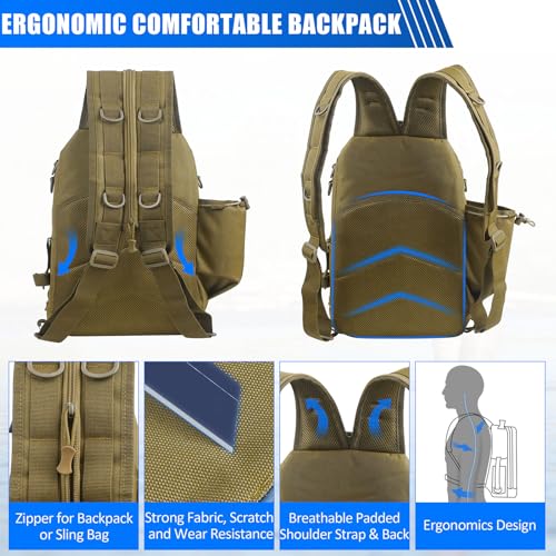 Fishing Backpack Tackle Bag for Fishing Gear Equipment, Gifts for Men | Fishing Gear Tackle Storage Backpack with Rod Holder, Lightweight Versatile Bag for Fishing Hiking Hunting