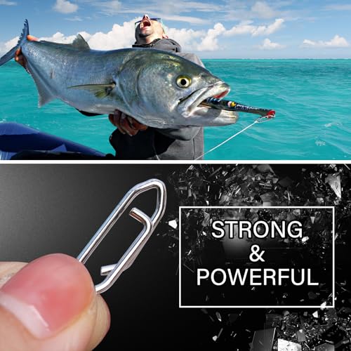 Atibin Stainless Lock Snaps Swivel Steel Saltwater Connector Fishing Snap Line High Strength Fishing Clip Power Lure Connector - color: White, size: Size7 (221lb) 50 pcs