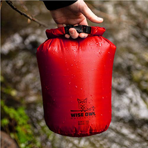 Wise Owl Outfitters Waterproof Dry Bag 3-Pack – Lightweight & Airtight 5L/10L/20L Small & Large Dry Bags for Kayaking, Beach, Travel, Boating, Hiking - color: Red