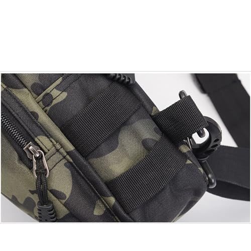 Tactical Chest Sling Bag with Water Bottle Holder & Key Ring Strap, Military Molle Camouflage Backpack for Fishing