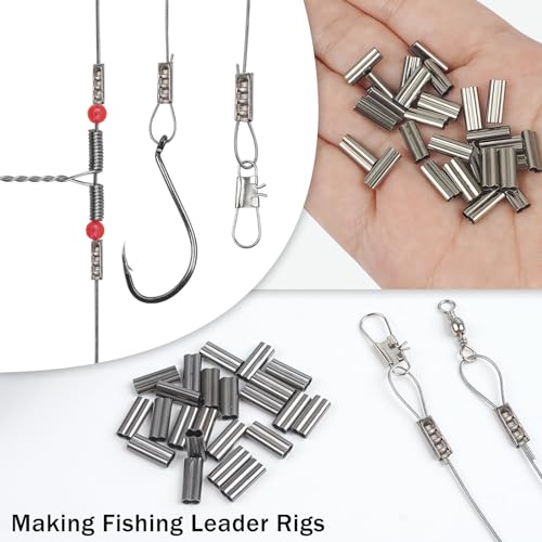 100pcs Fishing Crimp Sleeves Double Barrel Crimp Sleeves Brass Copper Crimping Sleeve Tubes Fishing Line Connector Fishing Wire Leader Rigging Tackle - size: Inner Dia 1.2mm
