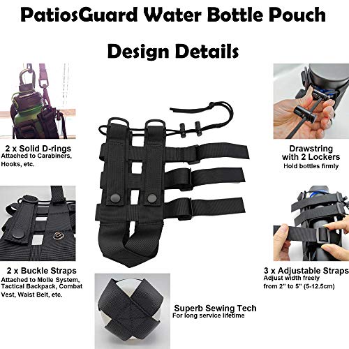 Tactical Water Bottle Pouch for Molle Systems, Adjustable Outdoor Sports Kettle Carrier Holder (3 Colors Available) - color: Brown