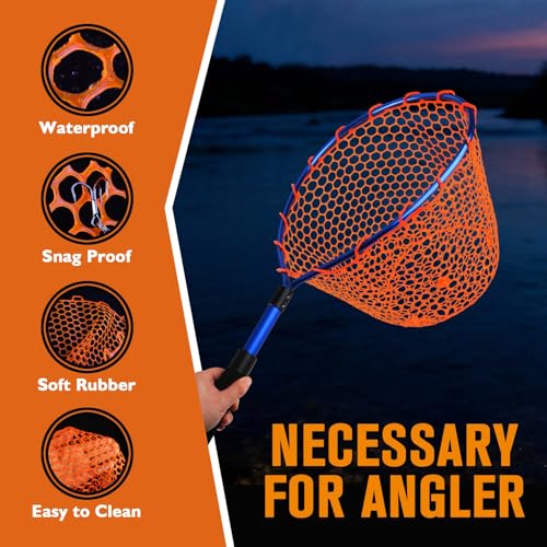 Dovesun Rubber Fishing Net Replacement Netting Without Handle Clear Black Fishing Nets for Fish Fly Fish Landing Net Bag for Freshwater Saltwater Foldable Trout Net Rubber Mesh 5 Sizes White Black Red - color: Red, size: 19.5"dia-19.5"depth(63.2"Circumfer