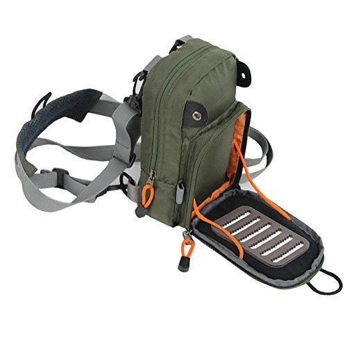 Kylebooker Fly Fishing Chest Pack Lightweight Fishing Tackle Storage Pouch Waist Bag