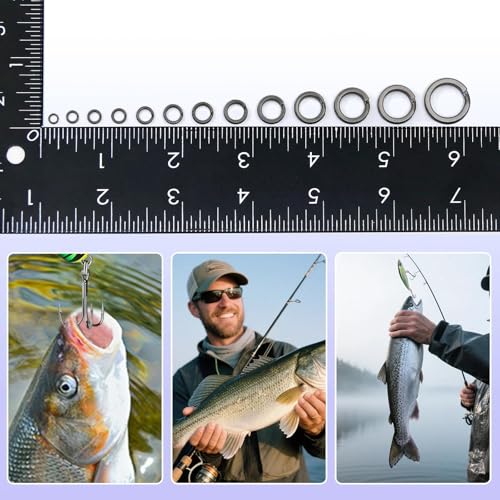 Fishing Split Rings - 50/100Pcs Stainless Steel Lure Ring for Link Fishing Hooks Heavy Duty Saltwater Terminal Tackle Connector - size: 50pcs_black,XXS - Ultra Tiny_0#_13lbs