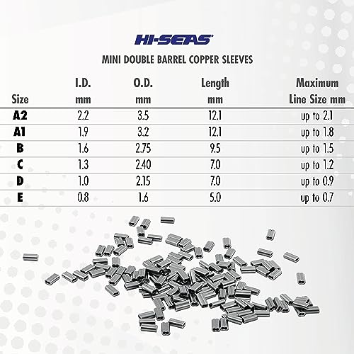 Hi-Seas Mini Double Barrel Copper Crimp Sleeves (1.9 Millimeter), Black - style: 1.9 Mm Id/60 Pc