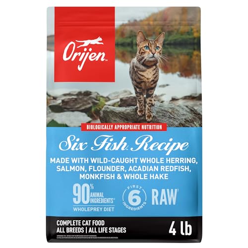 ORIJEN Grain Free High Protein Premium Dry Cat Food Six Fish Recipe 4lb Bag - size: 4 Pound (Pack of 1)