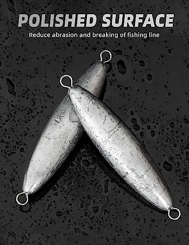 BLUEWING Torpedo Sinker Through Wire Fishing Weight Saltwater Bullet Lead Double Ringed 2oz-48oz - style: #07 12 Ounce, 2 Pack