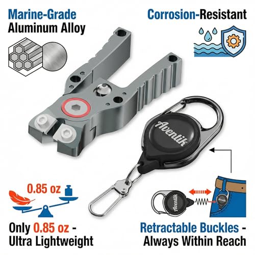 Fishing Line Cutter with Retractable Buckles, Tungsten Carbide Blade & Central Locking - Smooth, Corrosion-Resistant Cuts for Braid, Mono, Fluoro in Saltwater Fishing - style: Grey-Fishing Line Cutter with Lock