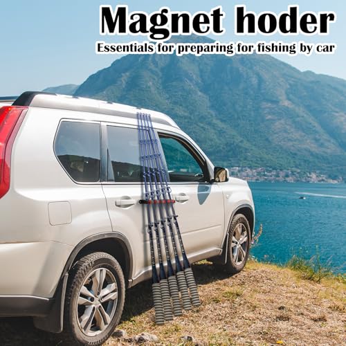 Seenelling 2 Pcs Magnetic Fishing Rod Holder for Car Fishing Pole Rack Vertical Rod Storage Holders for Truck Bed Boat Wall Garage Door - color: Red, size: 6 Rods