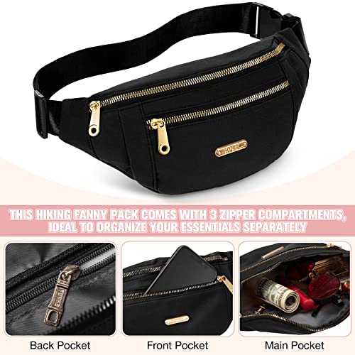 3 Pcs Waterproof Fanny Packs for Women and Men Waist Pack with Adjustable Strap Waist Pouch for Sports Running Exercise Walking Travel - color: Black, Yellow, Pink