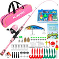 PLUSINNO Kids Fishing Pole with Spincast Reel Telescopic Fishing Rod Combo Full Kits for Boys, Girls, and Adults - color: Pink, size: 5FT / 1.5M