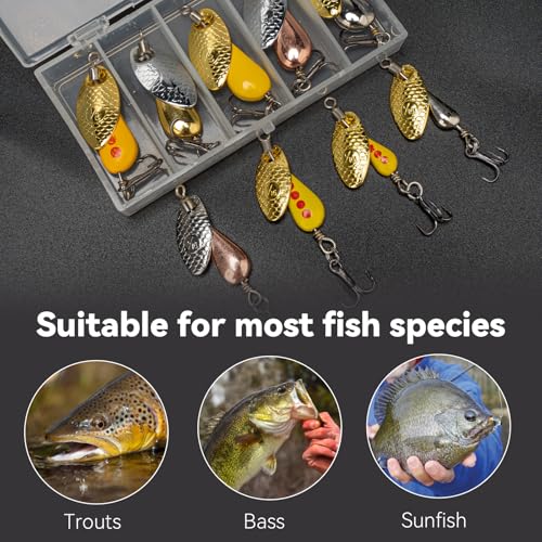 QualyQualy Trout Lures Fishing Spinnerbaits 5pcs Brass Hard Metal Spinner Trout Baits Fishing Lure for Perch Freshwater Saltwater Lake River - color: #A, size: 1/6 oz