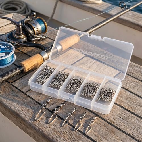 110PCS Stainless Steel Barrel Snap Swivel Fishing Accessories, Premium Fishing Gear Equipment with Ball Bearing Swivels Snaps Connector for Quick Connect Fishing Lures