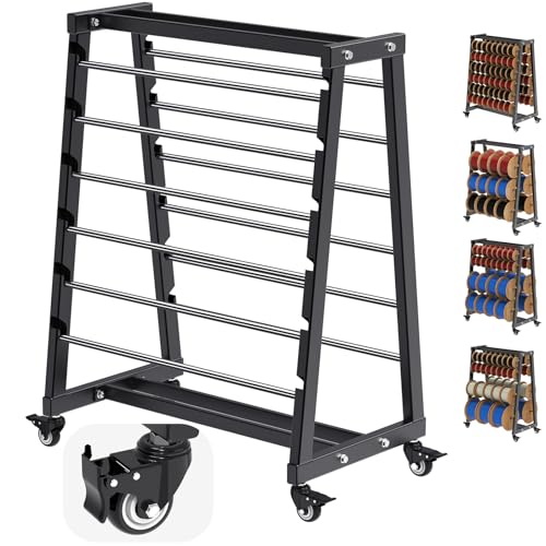 Kipika Heavy Duty Mobile Wire Spool Rack - 12-Rod Adjustable Cable Reel Holder with Locking Swivel Casters, Alloy Steel Frame for Industrial, Electrical, Workshop, 400LB Capacity - color: C: Mobile Wire Spool Holder (12 Rods)