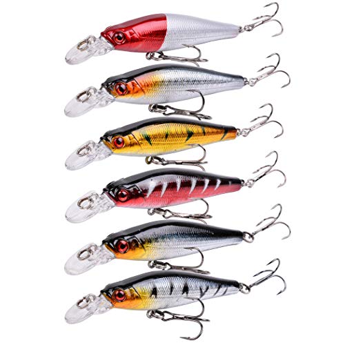 Aorace Fishing Lures Kit Mixed Including Minnow Popper Crank Baits with Hooks for Saltwater Freshwater Trout Bass Salmon Fishing - color: Item-A 20pcs