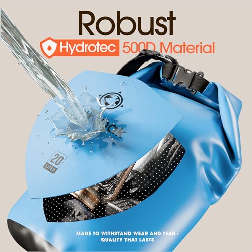 Earth Pak Waterproof Dry Bag - Roll Top Waterproof Backpack Sack Keeps Gear Dry for Kayak with Waterproof Phone Case - color: Light Blue, size: 5L