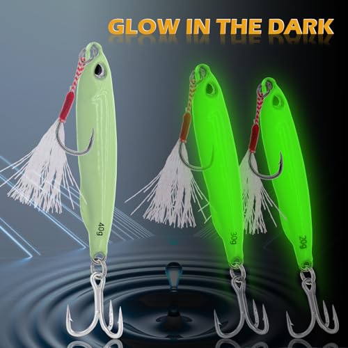 Fishing Jigs Metal Fishing Spoons Lures, Blade Bait Spinner Long Casting Jigging Spoon Lure Vertical Hard VIB Swimbait for Walleye Bass Trout Freshwater & Saltwater - color: A-5pcs luminous 0.35/0.53/0.7/1.06/1.4oz