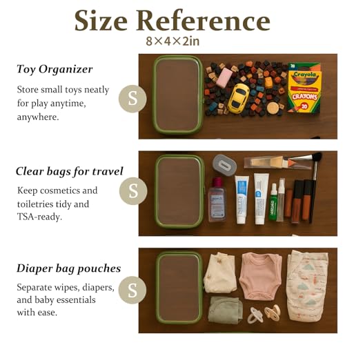 4 pcs Clear Zipper Pouches,Hard Shell Zipper Case, Toiletry Bag for Travel, CLear Diaper Bag, Toiletry Pouch, Travel Organizer, Cosmetic Bag,Toy Storage Bins (M+3S) (Mint Green) - color: Mint Green, size: M+3S
