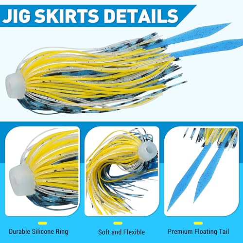 Silicone Jig Skirts 10/20pcs Spinnerbait Skirts with Tail Fishing Lure Skirts Replacement Quick Change Fishing Umbrella Skirts for Spinnerbaits Buzzbaits Bass Jig Lure Making Supplies - style: 10pcs