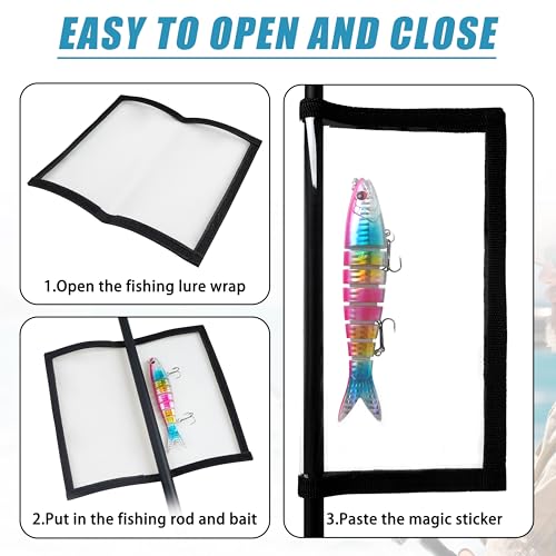 Fishing Lure Wraps, Fishing Hook Covers Durable Clear PVC Lure Covers Keeps Fishing Safe Easily See Lures Bait Storage Protector - color: Black, size: Large-4pcs