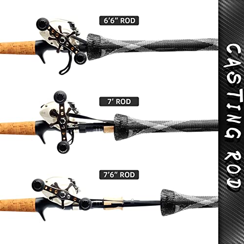 SF Fishing Rod Sock Fishing Rod Sleeve Rod Cover Braided Mesh Rod Protector Pole Gloves Fishing Tools for Spinning Fishing Rod,Casting Rod,Musky Rod, Ice Rod, Fly Rod, Spey Rod - color: Black-white-2pcs, size: Fit Casting Rod 6-1/2 FT to 7-1/2 FT