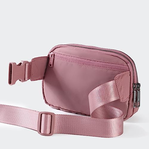 Pander Everywhere Belt Bag for Women, 5 Zipper Pockets Nylon Crossbody Fanny Pack Purse (Dune Pink) - color: Dune Pink