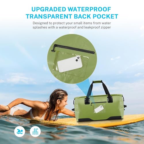 Gonex 40L 60L 80L Extra Large Waterproof Duffle Travel Dry Duffel Bag Heavy Duty Bag with Durable Straps & Handles for Kayaking Paddleboarding Boating Rafting Fishing - color: Army Green, size: 60L