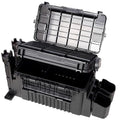 Dual-layer Fishing Tackle Box, Tackle Box Organizer Fishing Box Large, Plastic Portable Tackle Storage Box with 2pcs Rod Holder, 2pcs Cup Holder, 1pc Carring Strap - color: Black