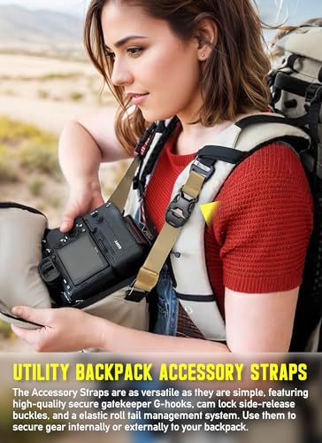 Molle Tactical Backpack Straps 24" Adjustable, Rush Tier System Molle Accessories for Military Assault Backpack Army Rucksack Attachment Nylon Compression Tie Down Strap for Tripod Gear, Sleeping Bag - color: Khaki 2Packs, style: Style B