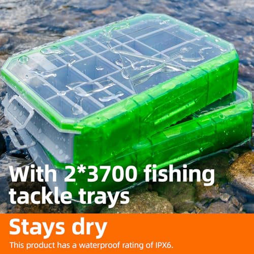 Ghosthorn Fishing Backpack 2 * 3700 Tackle Boxes 40L Waterproof Tackle Backpack with Rod Holders Large Outdoor Storage Tackle Bag for Fishing Men Women - color: With 3700*2 Black (40l)