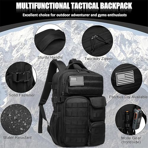Wotony Tactical Backpack - Military waterproof backpack with multiple pockets and tactical gear for the outdoors (Green Leaf, 25L) - color: Green Leaf, size: 25L