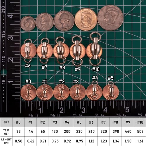 Dr.Fish 20 Pack Fishing Swivels, Ball Bearing Swivels Fishing Tackles, Copper Stainless Steel Solid Rings High Strength Barrel Swivels Saltwater Fishing Swivels - size: #9-440LB-20 Pack