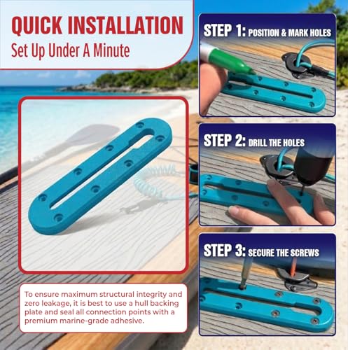 6-Pack Kayak Track Mount Accessories Kit -Universal Rail System for Kayak Fishing Accessories- Heavy-Duty Kayak Accessories Track Mount Rod Holder, Fish Finders & Cameras (Blue) - color: Blue