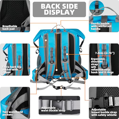 MORXPLOR Dry Bag Waterproof,5L/10L/20L/30L/40L/55L Roll Top Dry Bag Backpack with WaterProof Phone Case for Swim,Kayak - color: Sky Blue, size: 40Liter