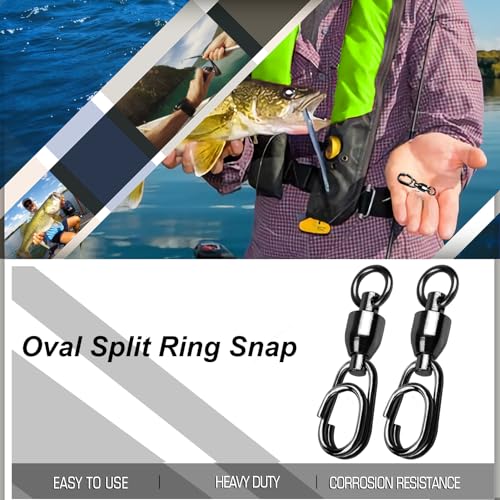 QISHUO High Strength Fishing Swivel Steel Ball Bearing Fishing Swivels Stainless Connector Rolling Snap Swivels Fishing Black Nickel 30lbs-160lbs - size: Size 2+2(50lb) 25 pcs